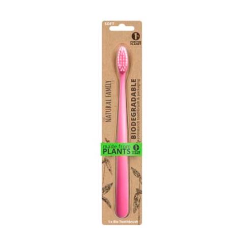Nature Family Co Biodegradable Toothbrush Neon Pink