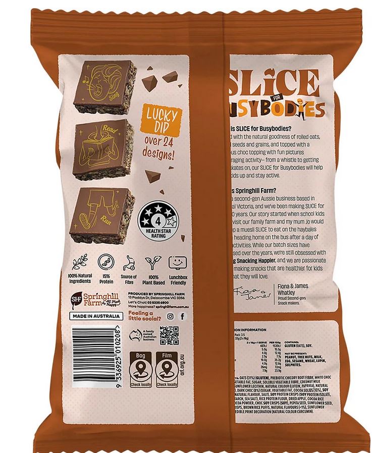 か Springhill Farm SLICE for Busybodies Choc Oat 7 Pack 112g