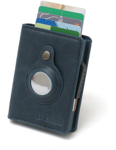 La Enviro Air Tag Trackable Vegan Leather Wallet in Dark Blue