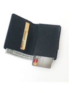 La Enviro Air Tag Trackable Vegan Leather Wallet in Dark Blue