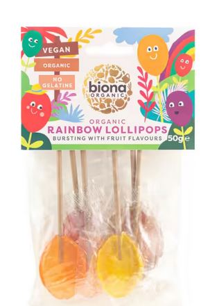 Biona Organic Rainbow Lollipops 50g