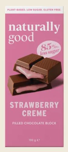 Naturally Good Strawberry Creme Filled Chocolate Block 100g