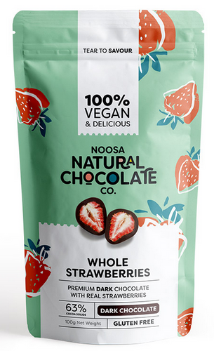Noosa Natural Whole Strawberries in Dark Chocolate 100g