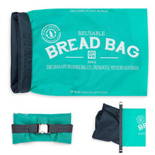 Load image into Gallery viewer, Onya Reusable Bread Bags - Aqua or Charcoal - Five Vegans