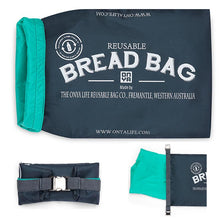 Load image into Gallery viewer, Onya Reusable Bread Bags - Aqua or Charcoal - Five Vegans