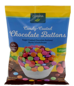 Clarana Candy Coated Chocolate Buttons 125g-Five Vegans