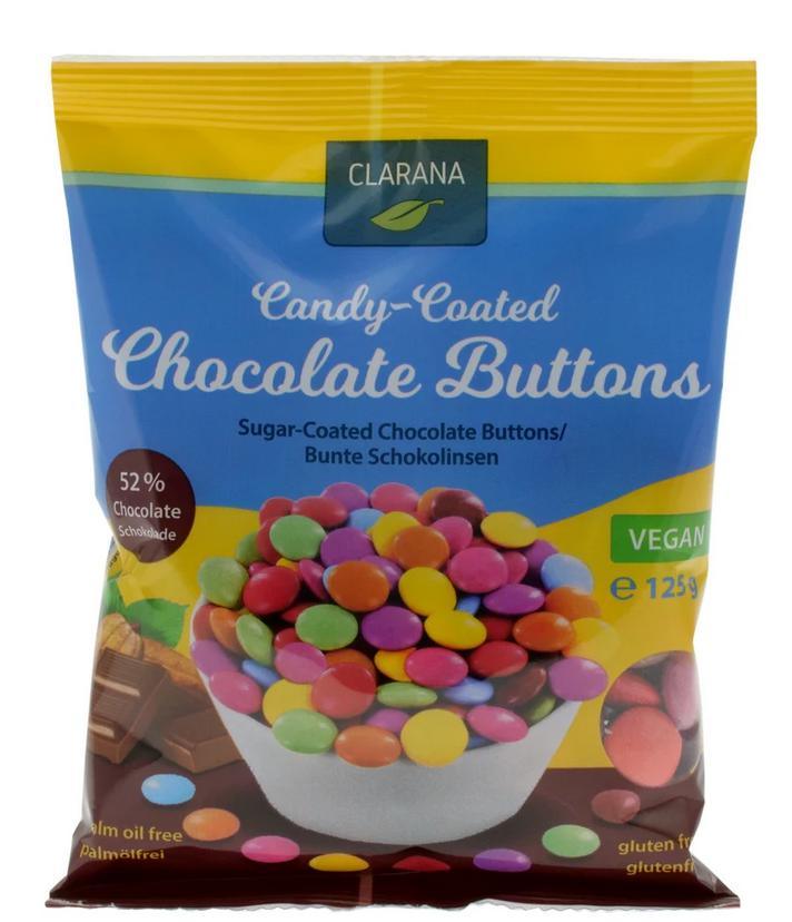 Clarana Candy Coated Chocolate Buttons 125g-Five Vegans
