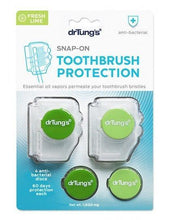 Load image into Gallery viewer, Dr Tung&#39;s Toothbrush Head Protectors - Two protectors plus two extra anti-bacterial discs