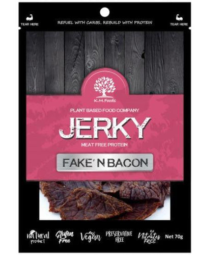 KM Foods Jerky Fake N Bacon 70g-Five Vegans
