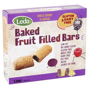Leda Baked Fruit Filled Bars Triple Berry - 5 Pack-Five Vegans