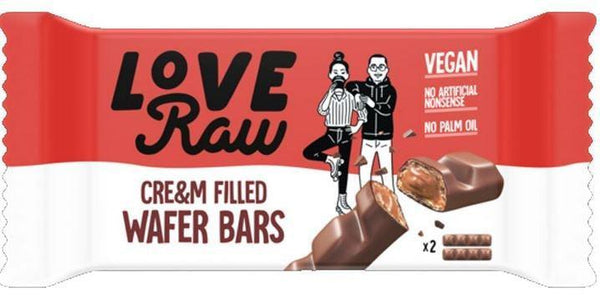 Love Raw Cream filled Chocolate Wafer Bars 21.5g Five Vegans