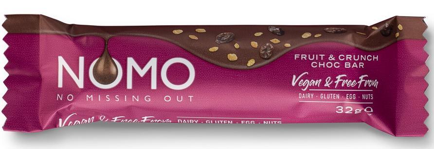 Nomo Fruit and Crunch Chocolate Bar 32g-Five Vegans