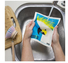Load image into Gallery viewer, Retro Kitchen Biodegradable Dish Cloth - Cockatoo-Five Vegans