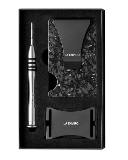 La Enviro Forged Carbon Fiber Minamalist Carbon Wallet Gloss Silver