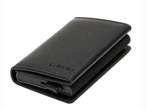 La Enviro Leura Black Minamalist Vegan Leather Coin Pocket Wallet
