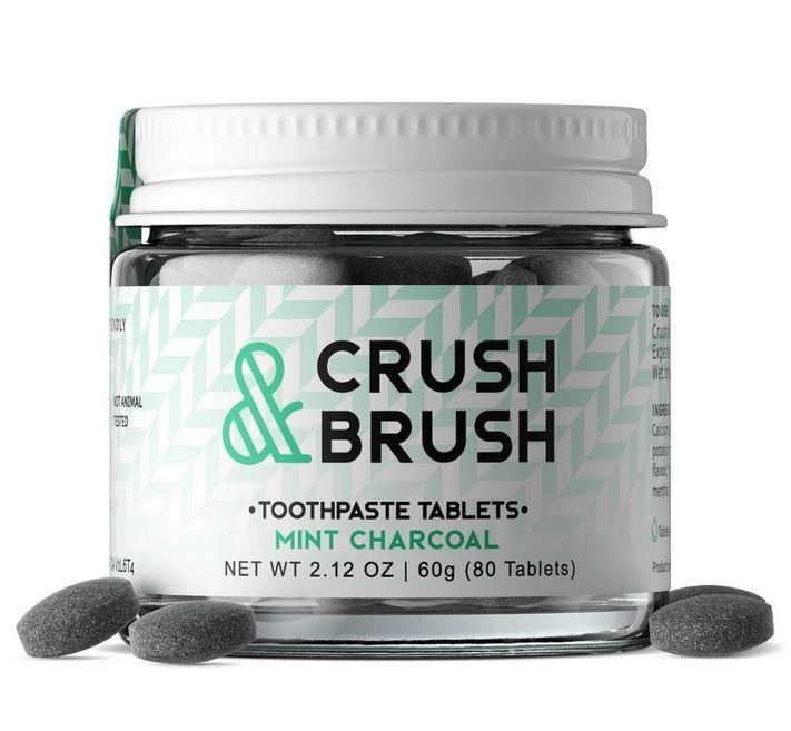 Nelson Naturals Crush & Brush Toothpaste Tablets Mint Charcoal 60g - Five Vegans